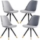 image 1 of Set of 4 Sofia Ergonomic Modern Dining Chairs Upholstered in Velvet, Metal Legs with Gold End Tips | Grey | Light Grey