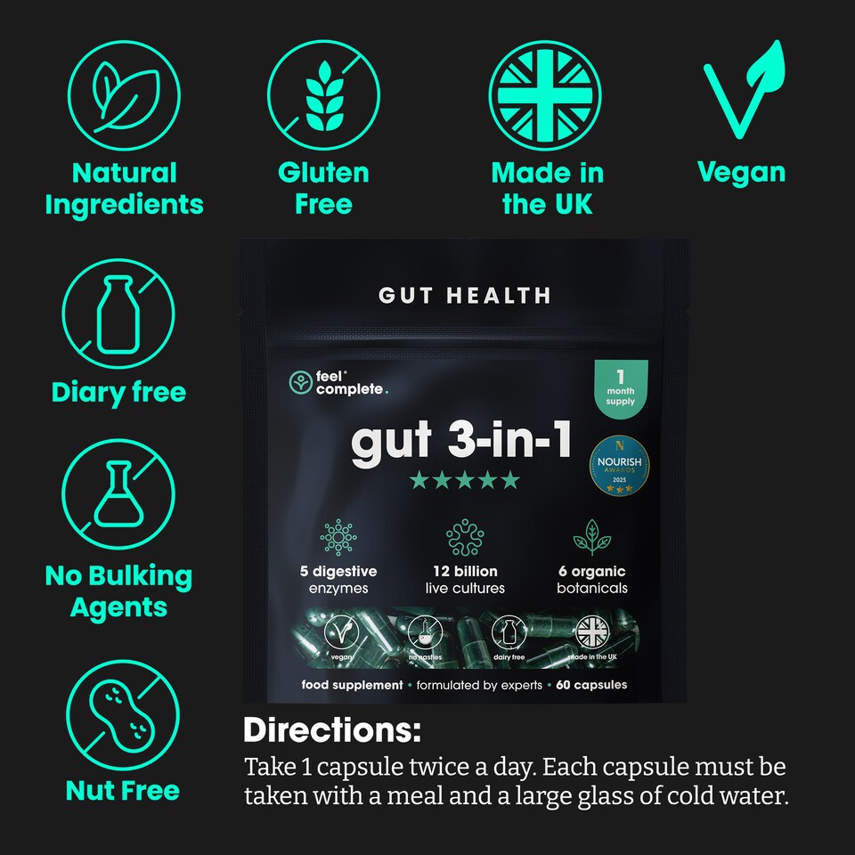 image 1 of 3 in 1 Gut Health - 12 Billion Probiotics, 5 Digestive Enzymes, 6 Botanicals
