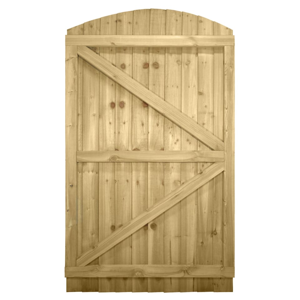 image 1 of Arch Top Wooden Garden Gate 6ft x 3.5ft Feather Edge Fully Framed Treated Door