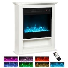 HOMCOM 1800W White Electric Fire with Remote & Timer for Living Room