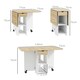 image 7 of HOMCOM Foldable Dining Table, Drop Leaf Table with Storage for Kitchen, Oak Brown