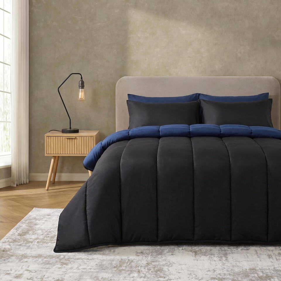 image 1 of OHS Reversible 10.5 Tog Coverless Washable Duvet with Pillowcases