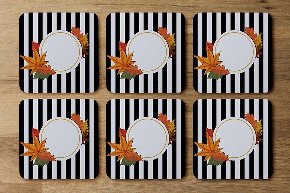 image 1 of Black Stripes, Autumn Leaves (Coaster)