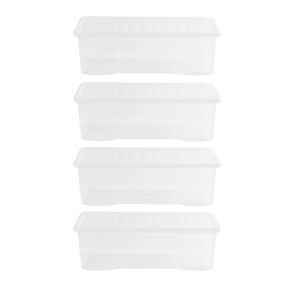 image 1 of Wham Crystal 4 x 62L Stackable Plastic Storage Boxes with Lids Clear | Clear