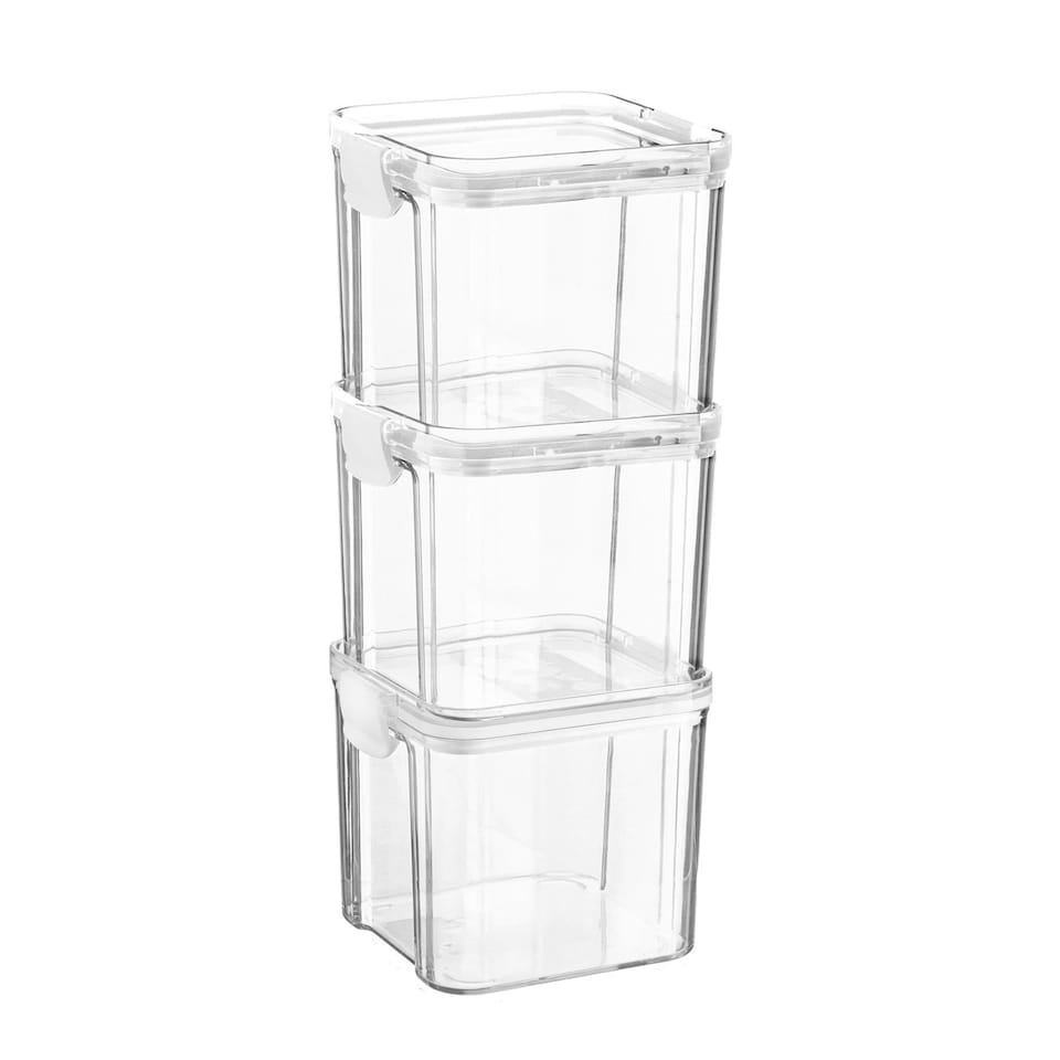 image 1 of Argon Tableware Food Storage Containers - 700ml - White - Pack of 3 - Resuable Container Meal Prep Container Tub Tupperware Airtight Lid