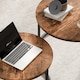 image 8 of HOMCOM Marble Coffee Table Set of 2, Round Nest of Tables, Rustic Brown | Brown | Rustic Brown