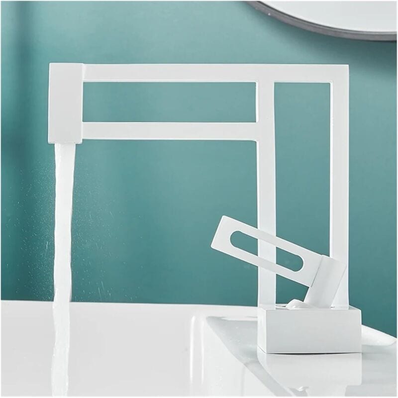 Faucet modern artistic design basin sink faucet, black deck mounted hot and cold water ctivity faucets, bathroom tap mixer
