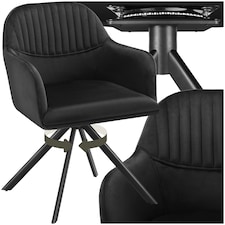 Lounge Armchair Living Room Accent Chair 360 Swivel Slim Steel Legs Velvet Fabric  - per piece Black | Black/Black