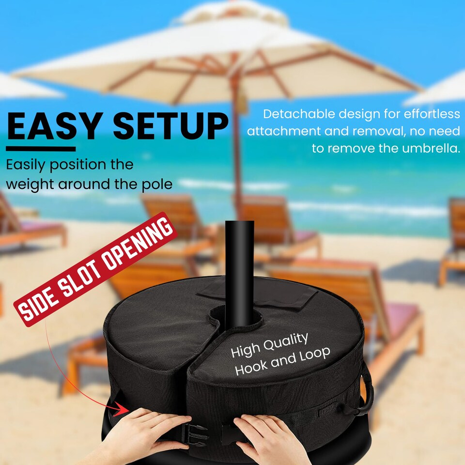image 1 of 40kg Black Heavy Duty Round Garden Patio Parasol Umbrella Refillable Base Weight Bag