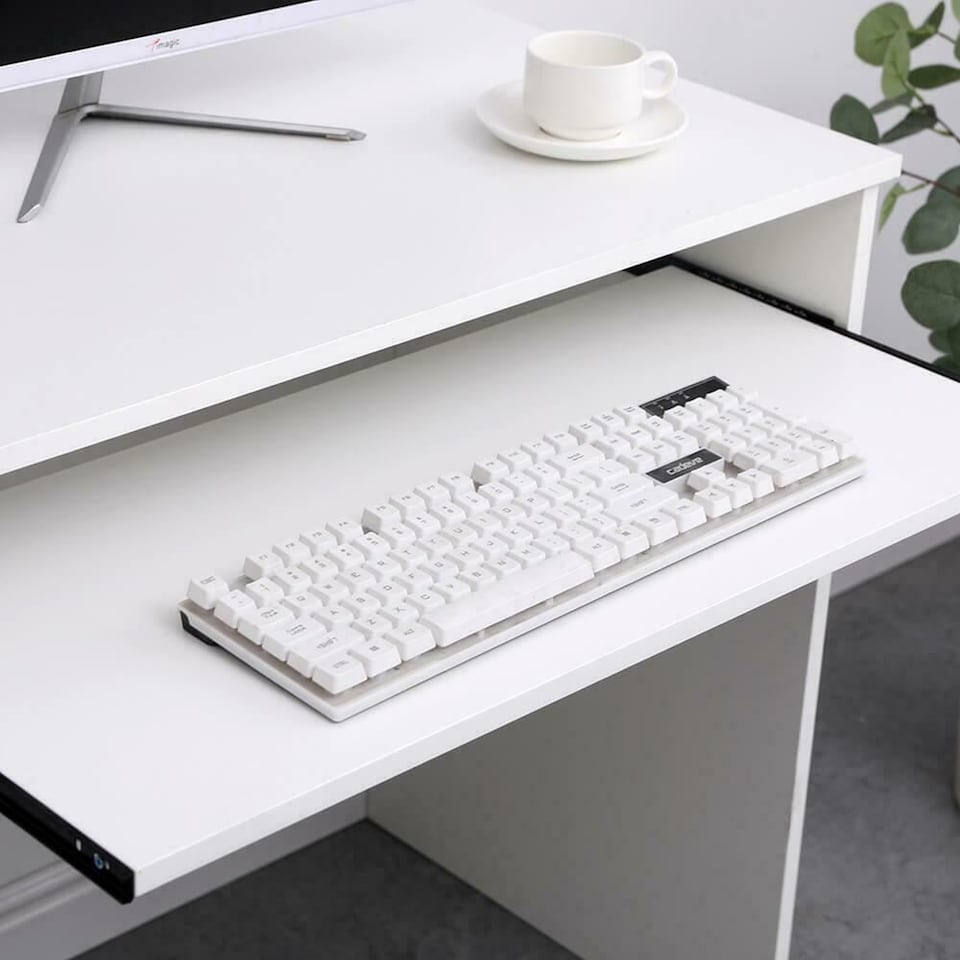 image 1 of Computer Desk PC Laptop Table Home Office Study Workstation | White