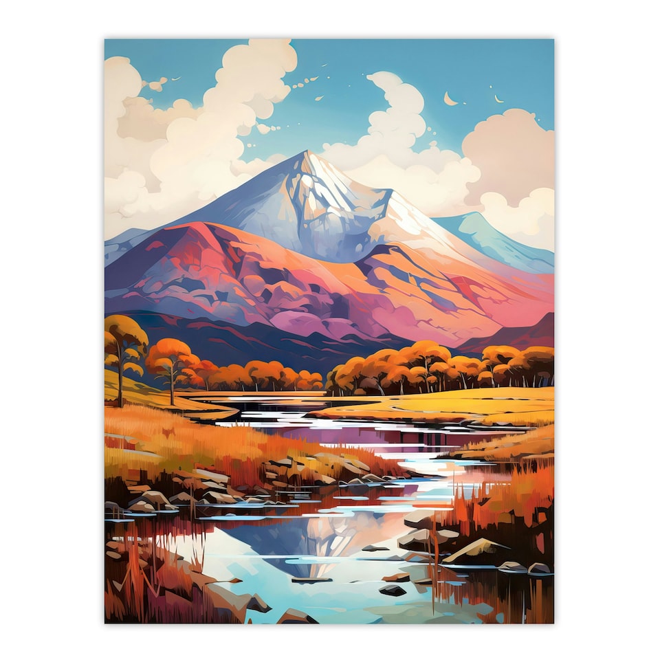 image 1 of Ben Nevis Glen Scotland Landscape Tranquil Black Framed Wall Art Print A4