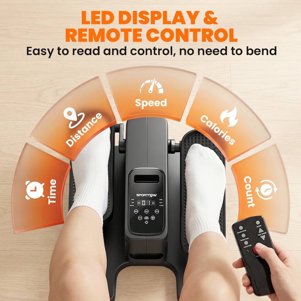 image 1 of SPORTNOW Under Desk Elliptical Machine with Manual & Auto Modes