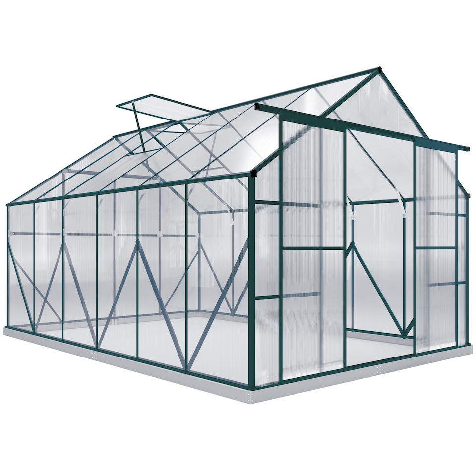 image 1 of Outsunny 8x12ft Polycarbonate Walk-in Greenhouse Outdoor w Double Sliding Door