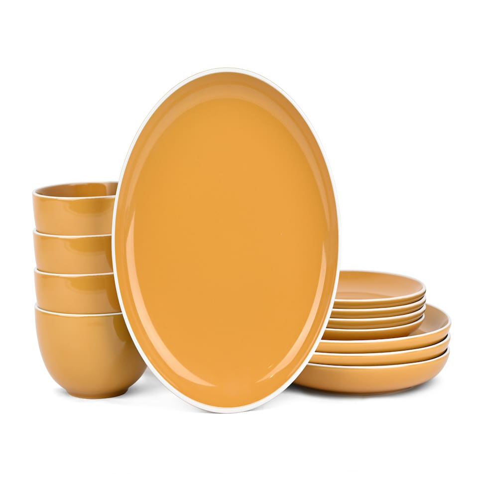 image 1 of 12pc Saffron Yellow Dinner Set