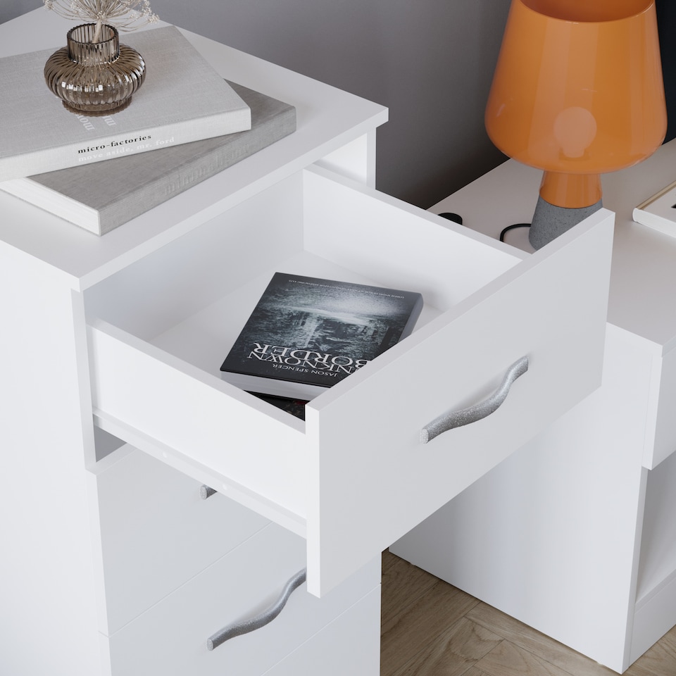 image 1 of Vida Designs Riano 5 Drawer Narrow Chest of Drawers Bedroom Storage, White