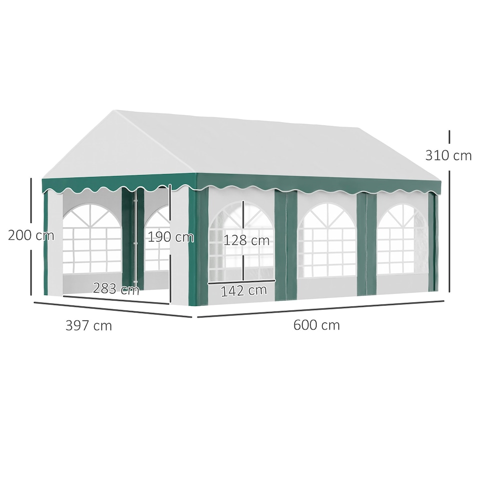 image 1 of Outsunny 6 x 4m Marquee Gazebo, Party Tent with Sides and Double Doors