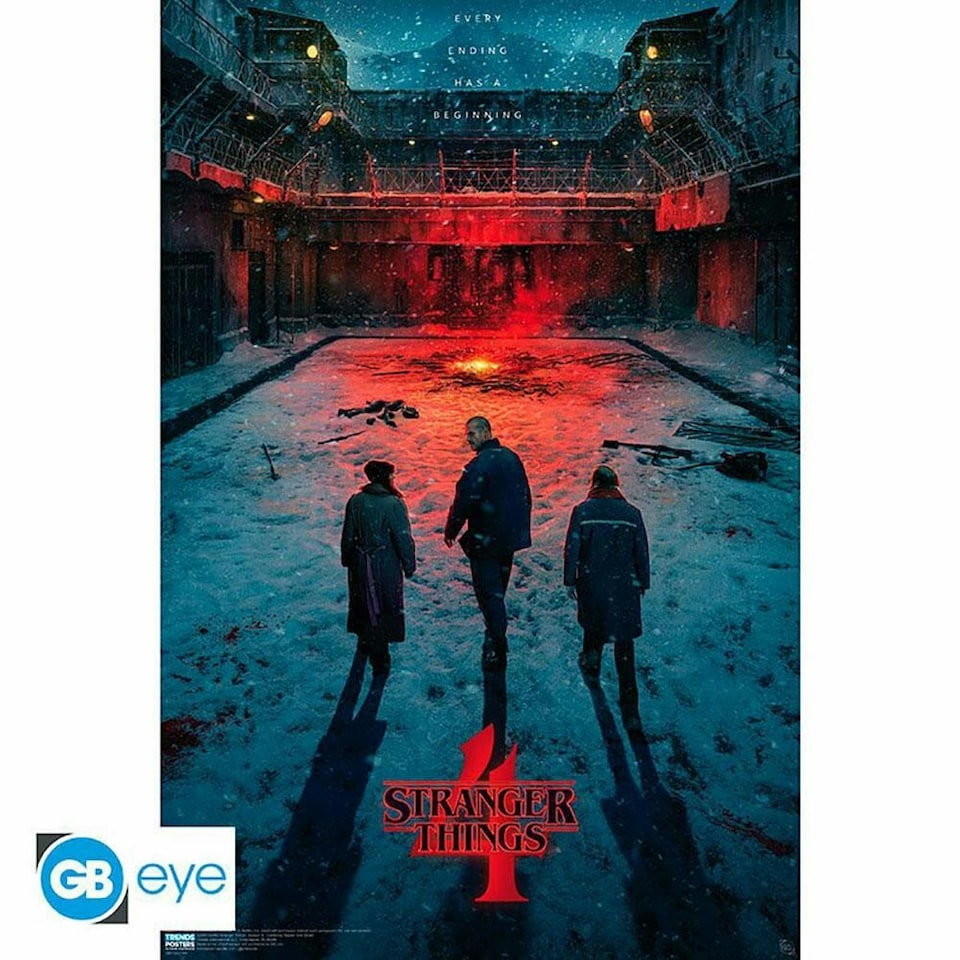 Stranger Things Ending Has A Beginning Poster - Red/Blue/Black - 61cm x 91cm