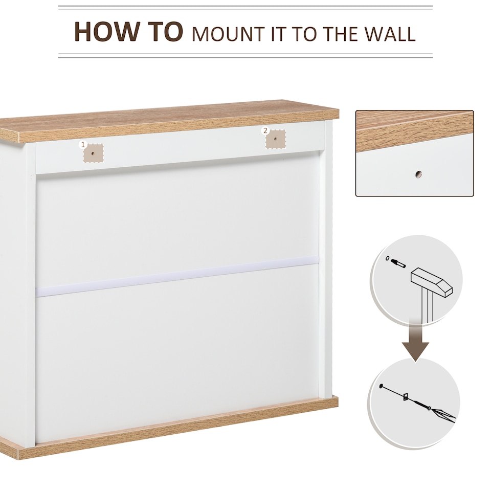 image 1 of kleankin Bathroom Mirror Cabinet Wall Mounted Storage Cupboard with Double Door and Adjustable Shelf, White