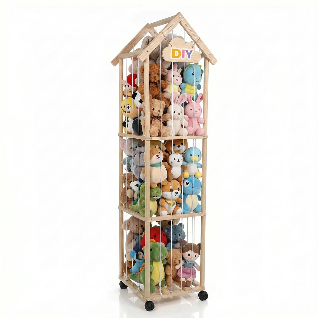 Levede Plush Toy Storage Holder Kids Stuffed Animal Organiser Lockable Wheels