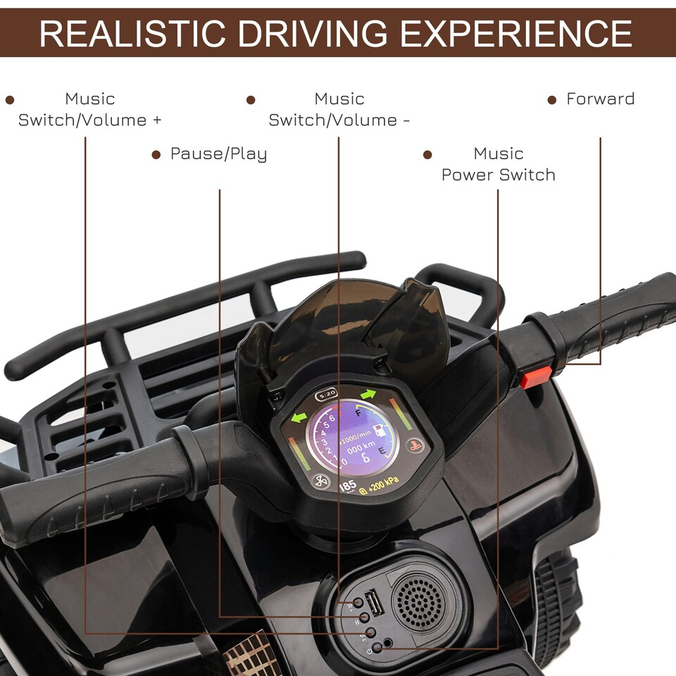 image 1 of HOMCOM 6V Kids Electric Ride on Car Toddler Quad Bike ATV for 18-36 month Black