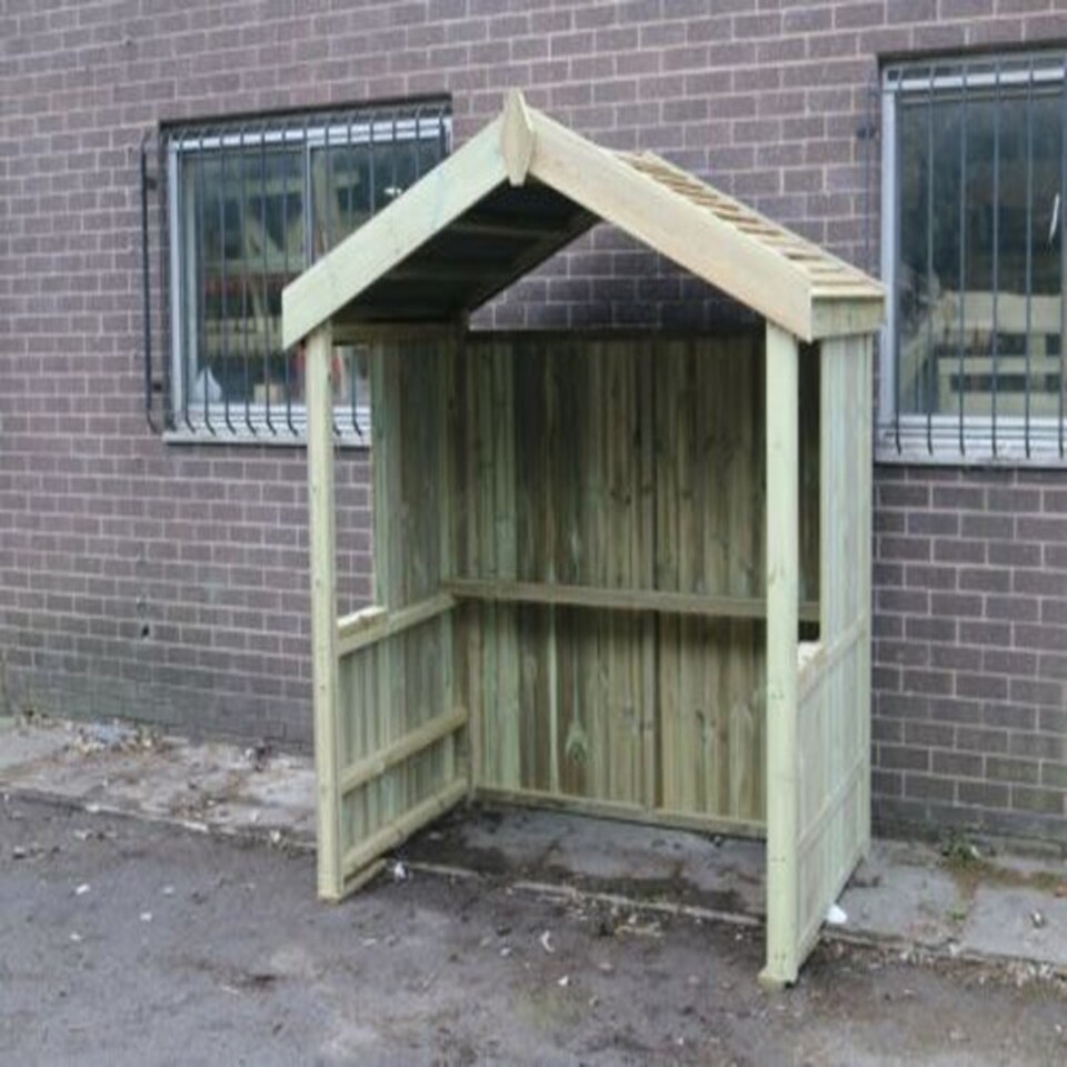 image 1 of XL Smoking Shelter with Apex Roof - Timber - L119 x W170 x H224 cm - Minimal Assembly Required