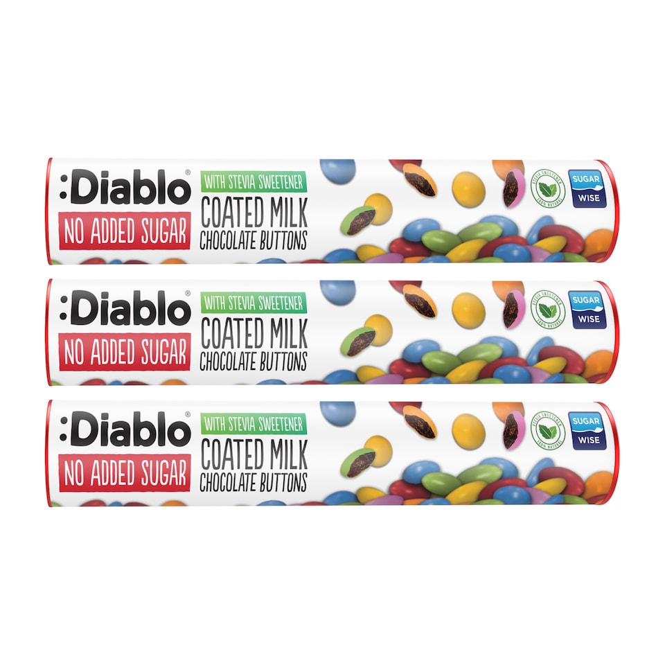 image 1 of Diablo No Added Sugar Milk Chocolate Buttons 22g 3 Pack