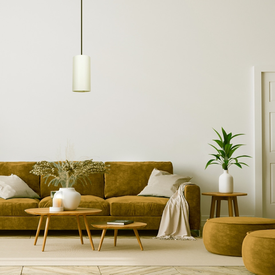 image 1 of Contemporary and Stylish Soft Cream Linen Fabric Tall Cylindrical 25cm Lampshade | Cream