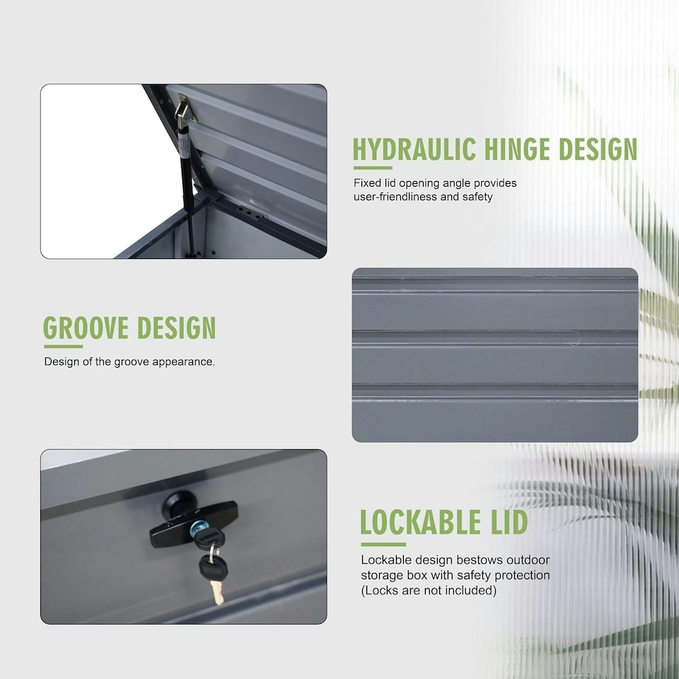 image 1 of Alivio Outdoor Metal and UV Protection Waterproof Storage Box for Garden Patio Grey
