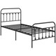 image 1 of HOMCOM 3ft Metal Single Platform Bed Frame w/ Underbed Storage Headboard Black