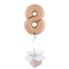Satin Nude Number 8 Helium Foil Giant Balloon - Inflated Balloon in a Box