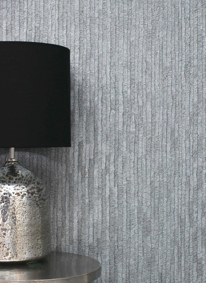 Crown M1402 Bergamo Leather Texture Wallpaper, Silver Dark Grey