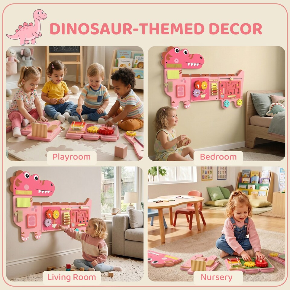 image 1 of AIYAPLAY Busy Board Panels Wall Mounted Dinosaur