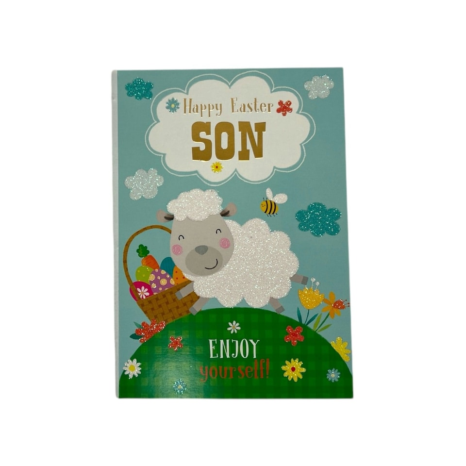 image 1 of For Son Cute Lamb with Eggs Design Easter Card