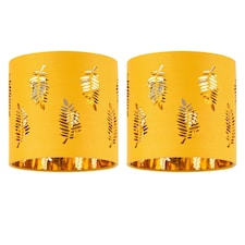 Set of 2 Fern - Ochre witj Gold Inner 15.5cm Table Lamp Shades Yellow | Gold
