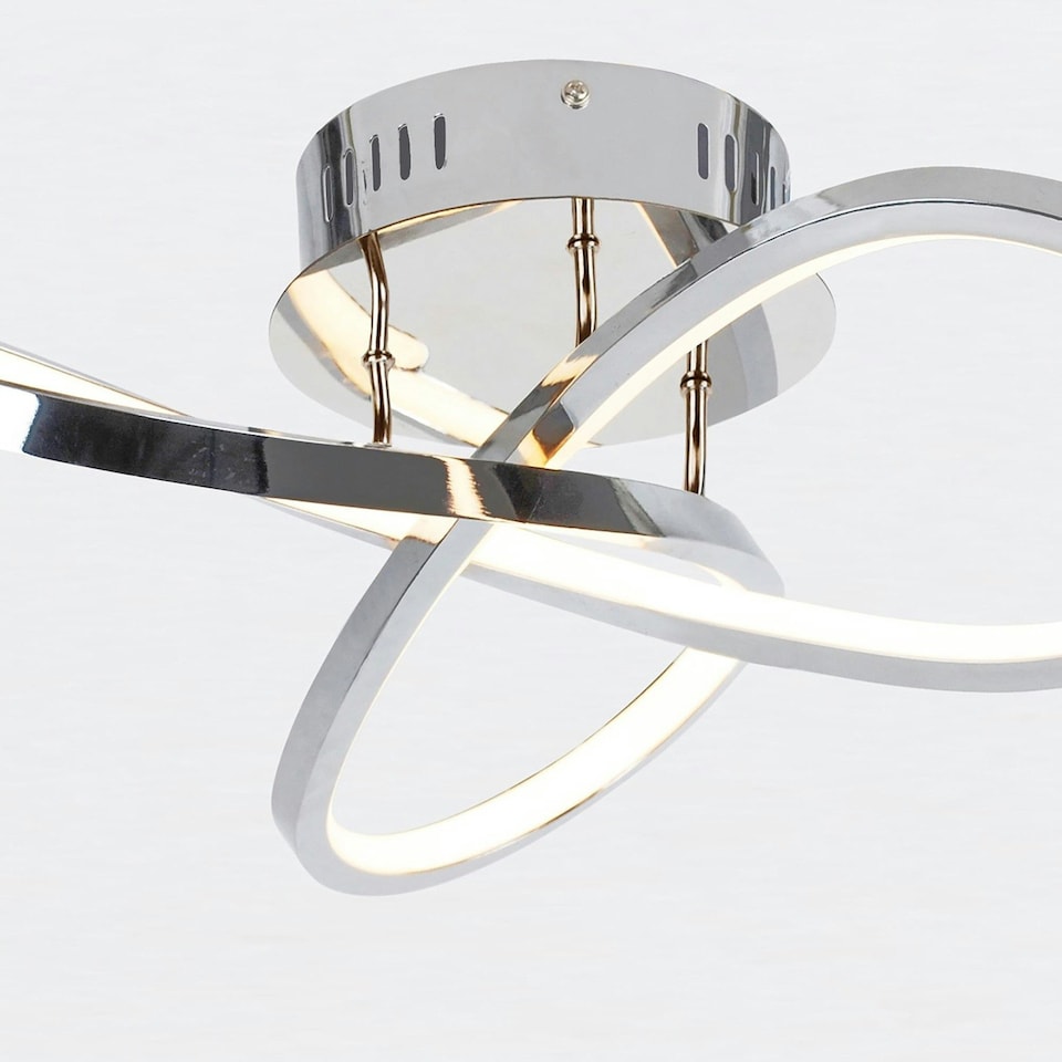 image 1 of First Choice Lighting Set of 2 Polished Chrome LED Loop Flush Fittings Chrome