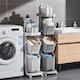 image 3 of Living and Home 4-Tier Storage Rack Laundry Basket with Wheels, Grey, 26cm W x 40cm D x 108.5cm H Grey