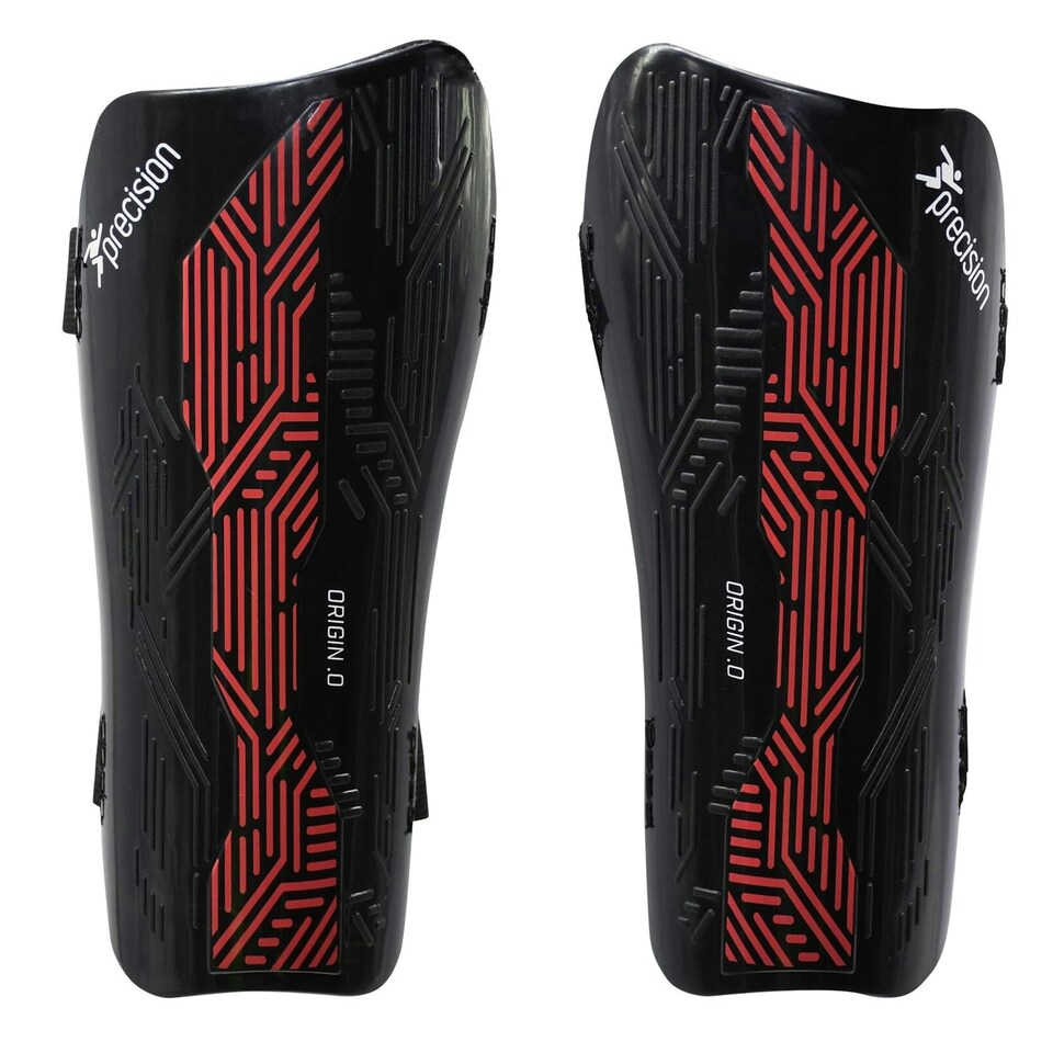 Precision Origin.0 Strap Shin Guards - Black/Red - Large - PRA217LS - Black/Red - Large - PRA217LS