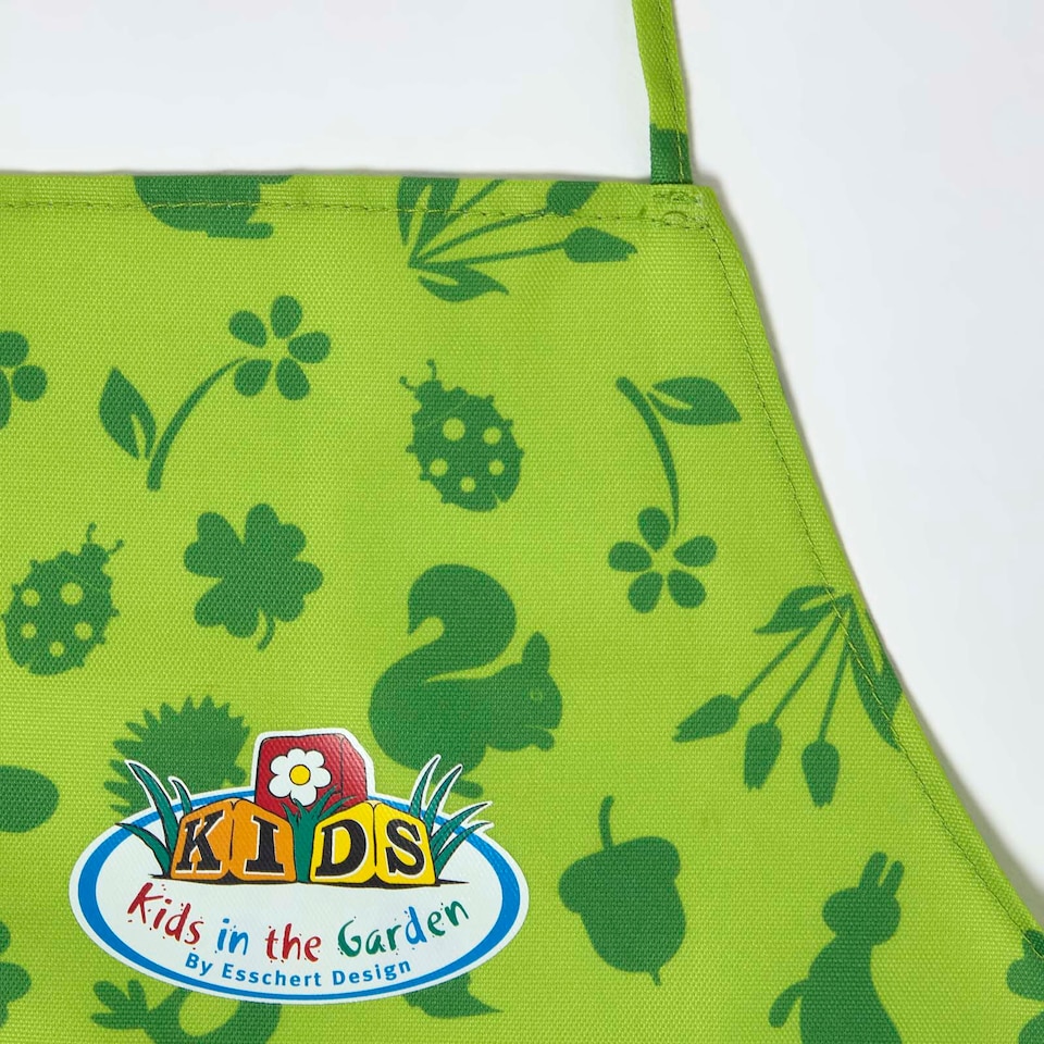 image 1 of Homescapes Children's Gardening Apron with Green Floral Design