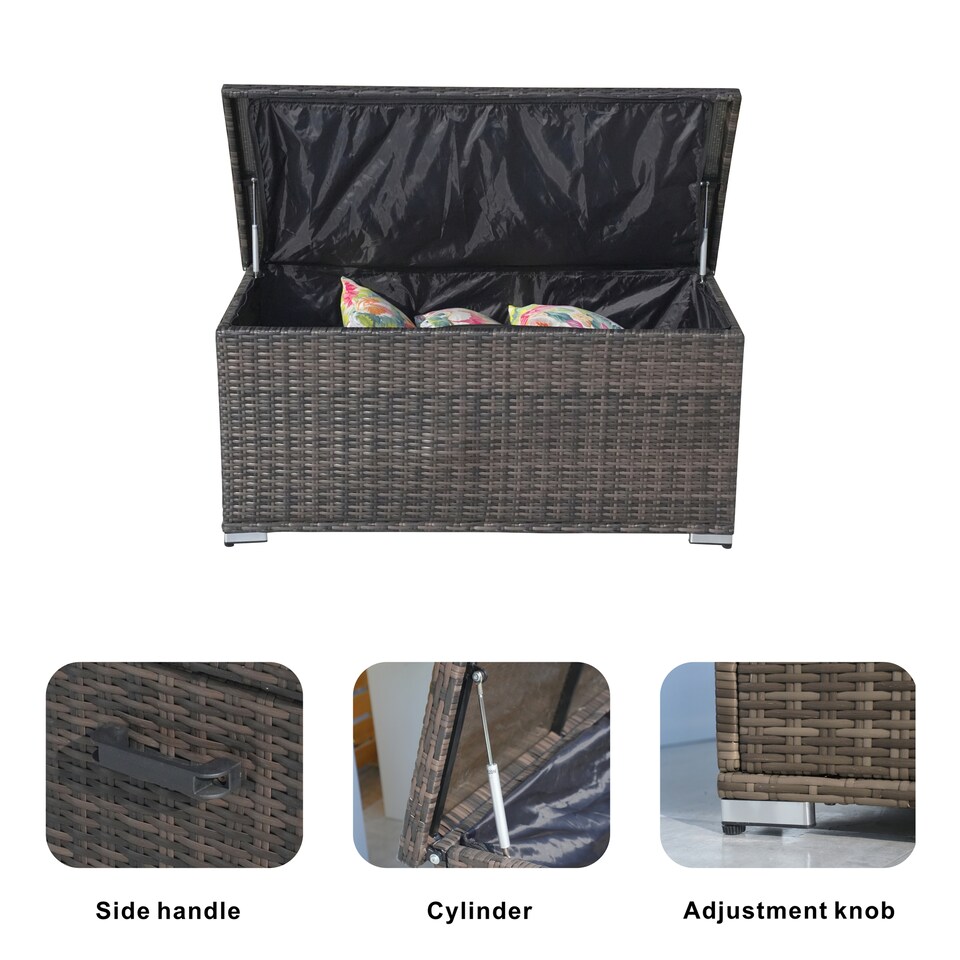 image 1 of Direct Wicker 243L Outdoor Garden Rattan Storage Box, Small Deck Storage Box for Patio, Yard | Brown