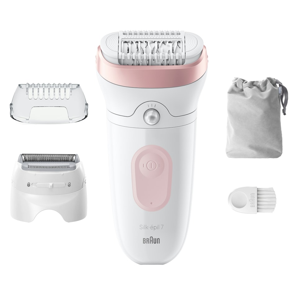image 1 of Braun Silk-épil 7,  Epilator For Easy Hair Removal, Lasting Smooth Skin, 7-030, White/Flamingo