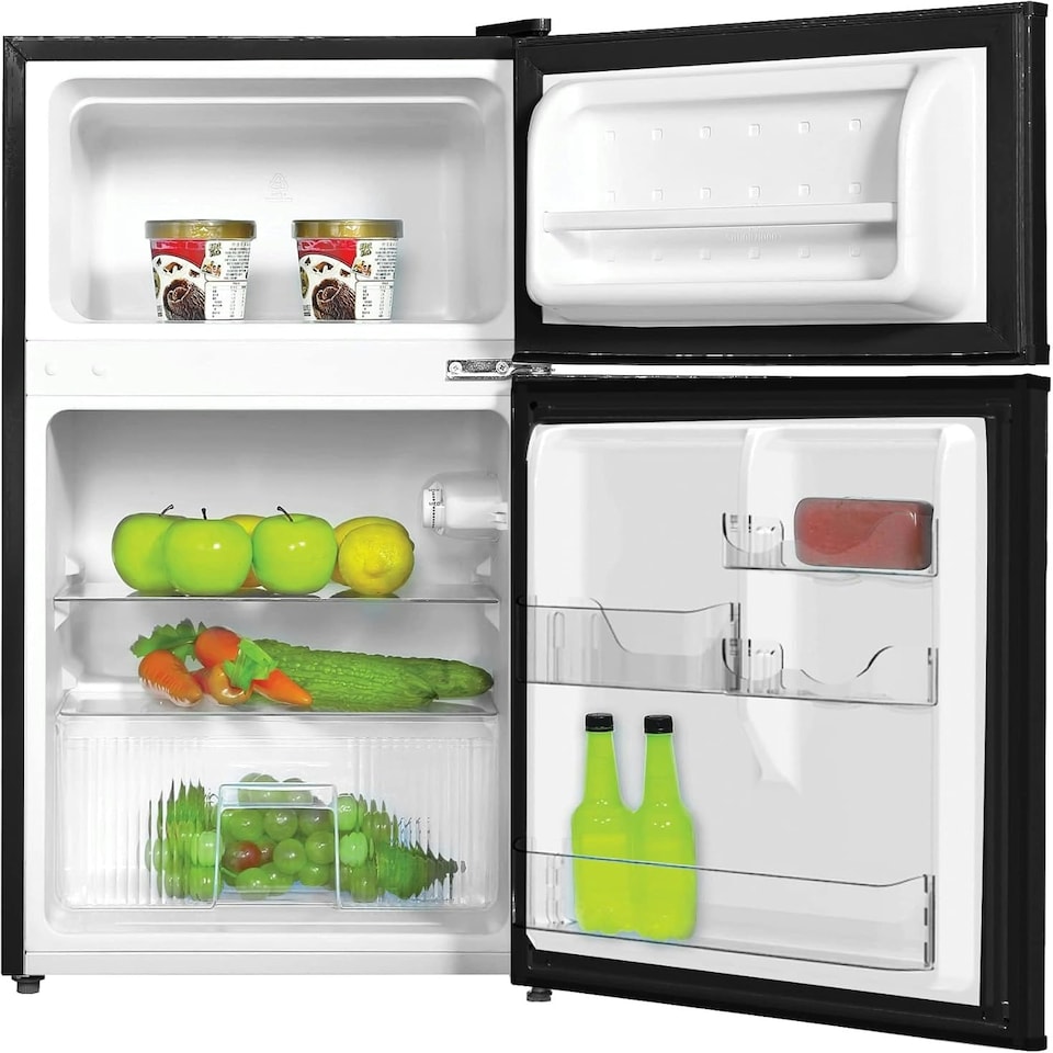 image 1 of Igenix IG347FFB Freestanding Under Counter Fridge Freezer, 87 Litre, Reversible Door, 47 cm Wide, Black