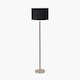 image 8 of Brushed Silver and Wood Effect Floor Lamp Black | Brown