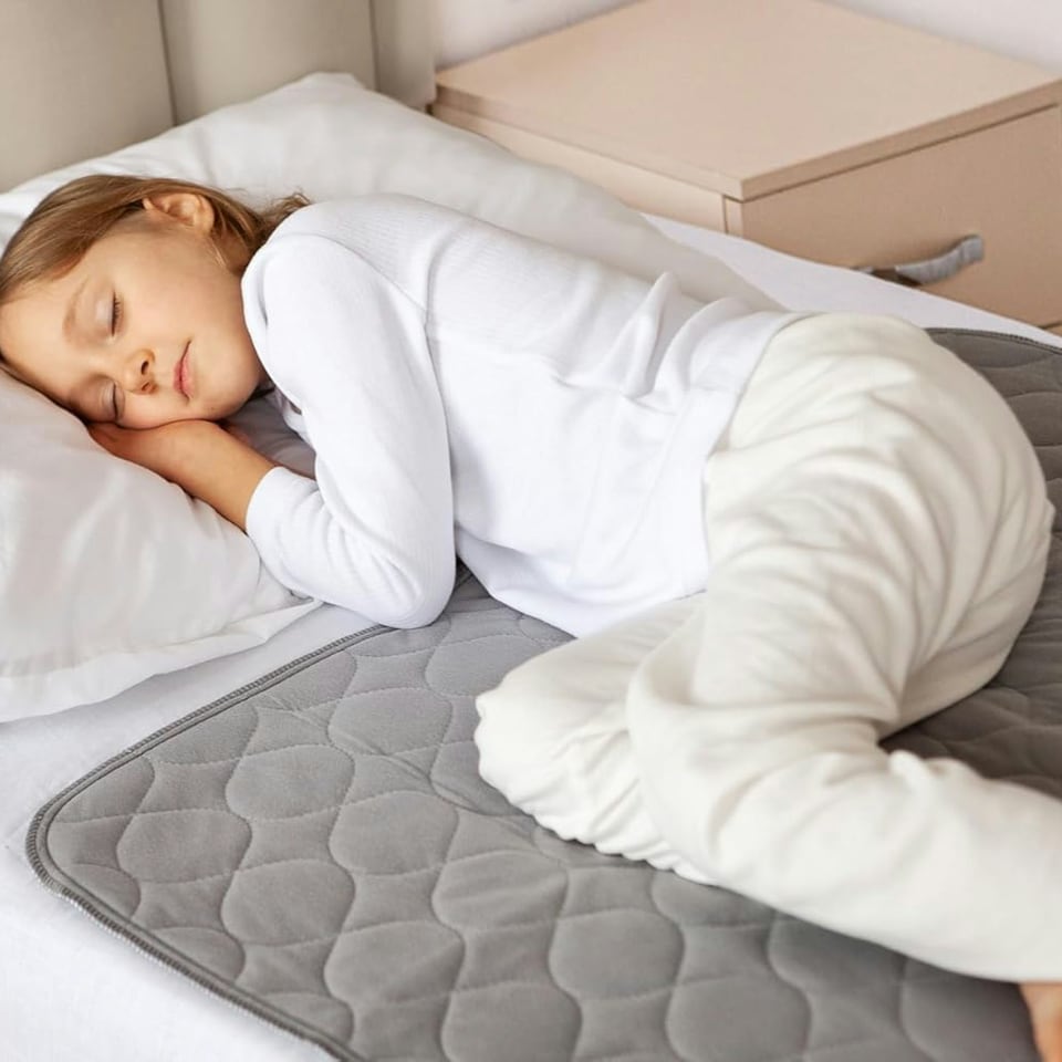 image 1 of Toddler Potty Training Bed Pads - Non-slip 70 x 85cm Grey | 2 pack | Small Single