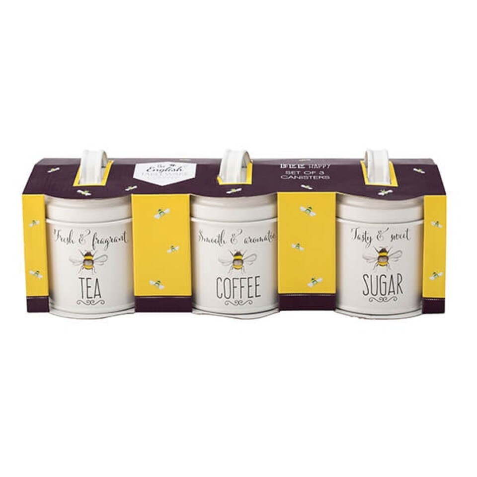 image 1 of English Tableware Company Bee Happy Painted Steel Storage Tin Set