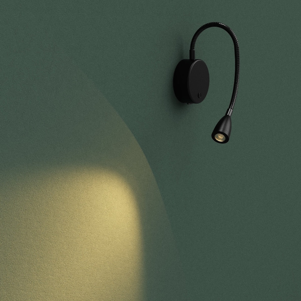 image 1 of CGC MATILDA Black Adjustable Flexible Neck LED Rechargeable Magnetic USB-C Bedside Wall Light