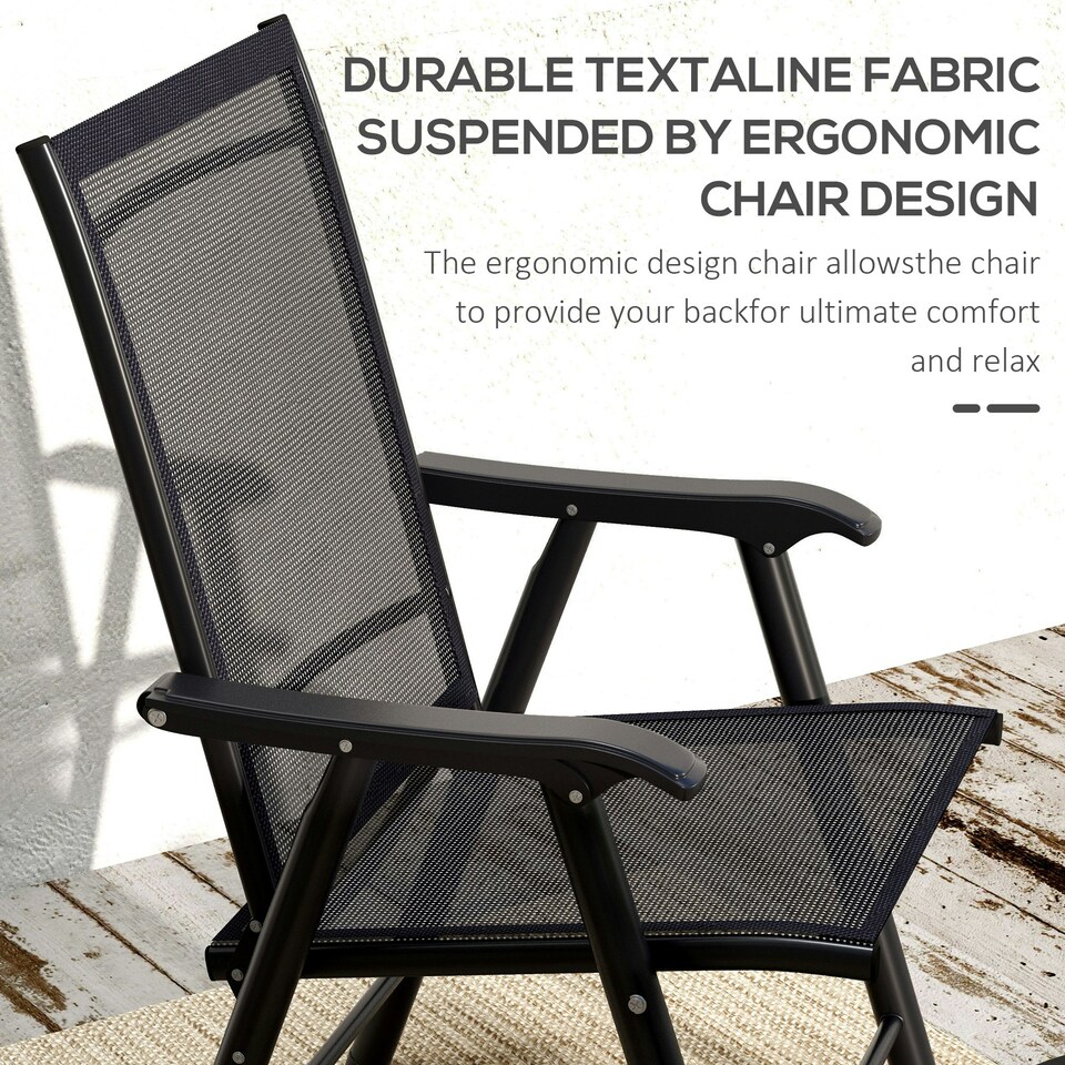 image 1 of Outsunny 4-PCS Garden Armchairs Outdoor Patio Folding Furniture Black Brown