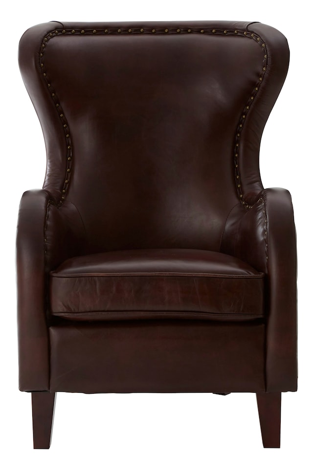 image 1 of Dark Coffee Leather Armchair,Accent Chair, Leather Upholstered Lounge Chair,Wingback Ocassional Chair | Brown