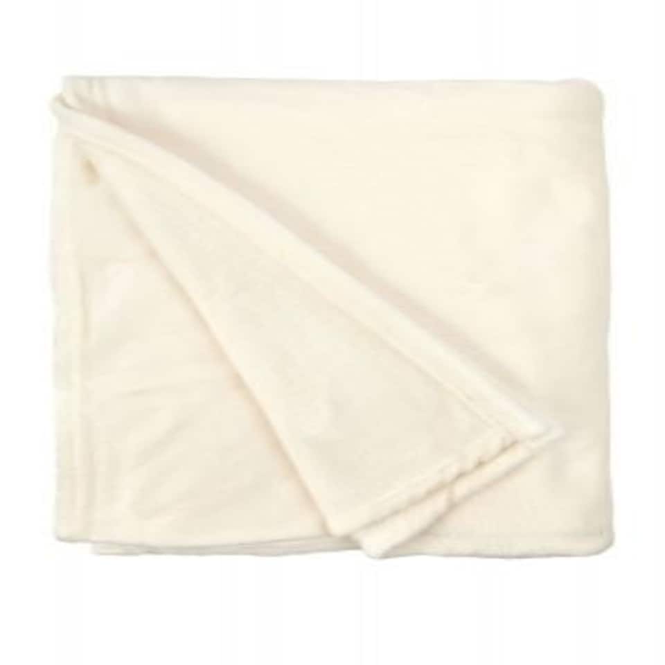 image 1 of Plush Collection Flannel Fleece Super Soft Throw in Cream (50" x 60") Cream | Cream