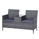 image 1 of Outsunny Rattan Chair Garden Furniture Patio Companion Love Seat Table Grey 