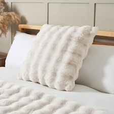 BHS Scalloped Faux Fur Cushion, Cream